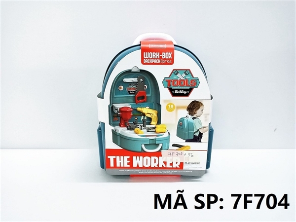 7F704 HỘP VALI BALO KỀM BÚA, KHOAN, TUA VÍT 18 MIẾNG The Worked