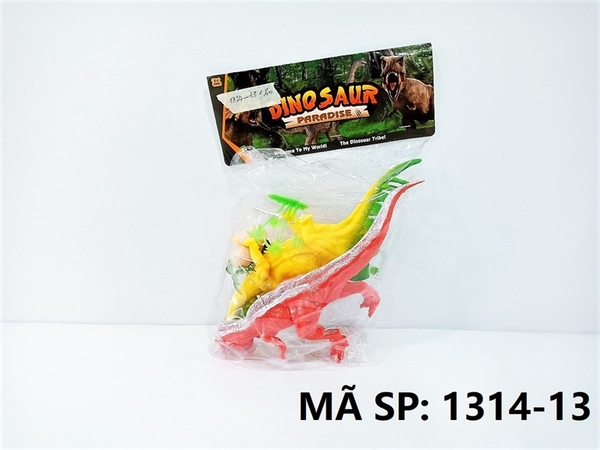 1314-13 TÚI THÚ KHỦNG LONG 2C LỚN (BẠO CHÚA, LƯNG GAI) + CÂY + 2 TRỨNG (PVC)