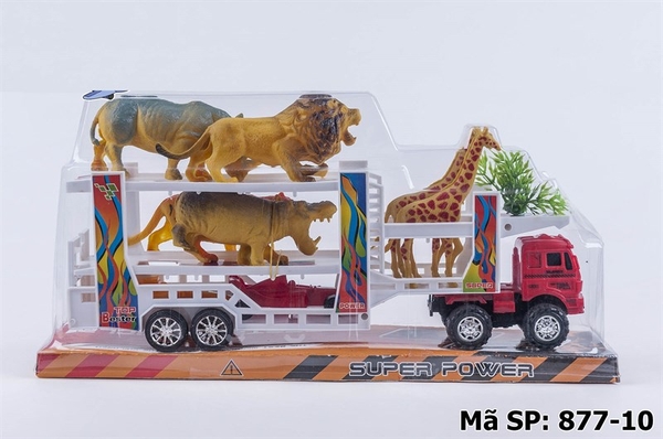 877-10 HỘP KIẾNG XE TRỚN 2 TẦNG CHỞ THÚ 6C (2C HƯƠU CAO CỔ, CỌP, SƯ TỬ, HÀ MÃ, TÊ GIÁC)