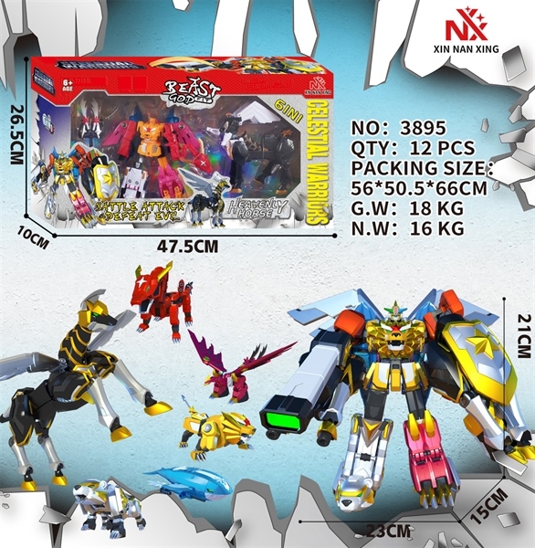 3895 HỘP RÁP ROBO BIẾN HÌNH THÚ + 1C THÚ 6 IN 1