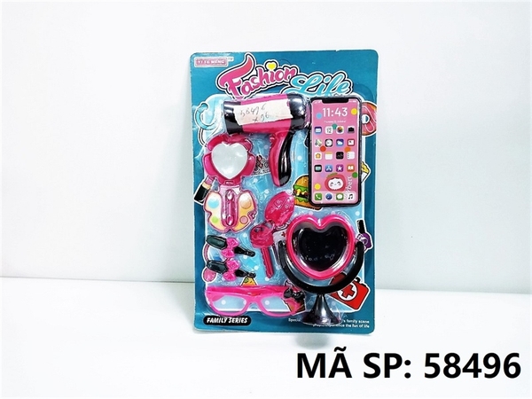 58496 VĨ TRANG ĐIỂM MÁY SẤY+ GƯƠNG TIM+ ĐT+ MẮT KIẾNG+ CHÌA KHÓA+ KẸP TÓC Fashion