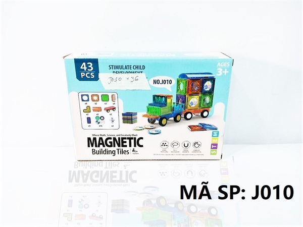 J010 HỘP XẾP HÌNH NAM CHÂM XE LỬA 43 MIẾNG Magnetic Building Titles D010