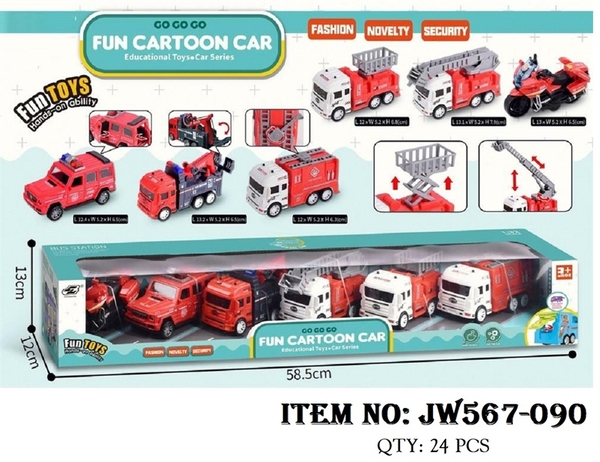 JW567-090 HỘP XE CÔNG TRÌNH CỨU HỎA TRỚN 6C ĐỦ MẪU