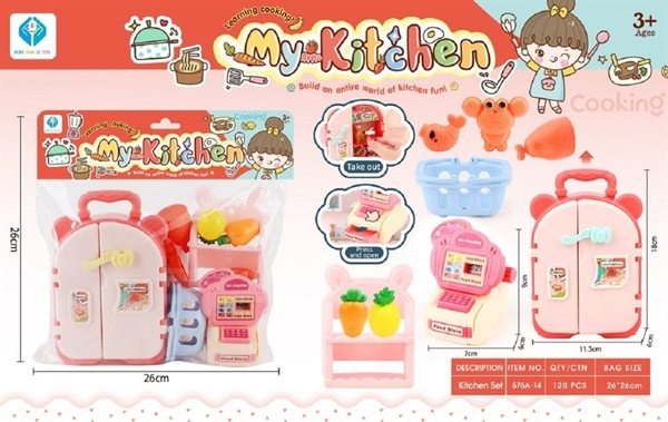 576A-14 TÚI BẾP TỦ LẠNH + MÁY TÍNH TIỀN SIÊU THỊ + GIỎ SIÊU THỊ + 1C KỆ SIÊU THỊ + RAU CỦ 576A-