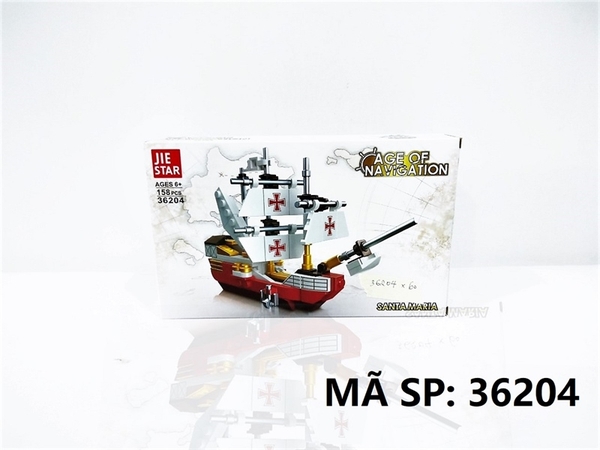 36204 HỘP LOGO RÁP TÀU SANTA MARIA 158 MIẾNG JIE STAR