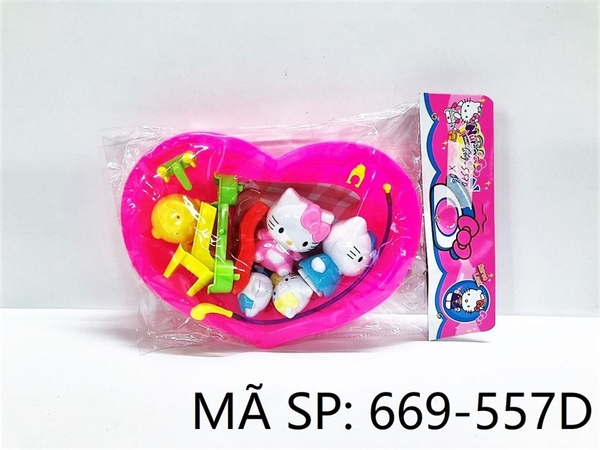 669-557D TÚI THAU TẮM TIM + 4C MÈO KITTY, GÀ CON, CẦU TUỘT (PVC) FS-16, FS-17, FS-18