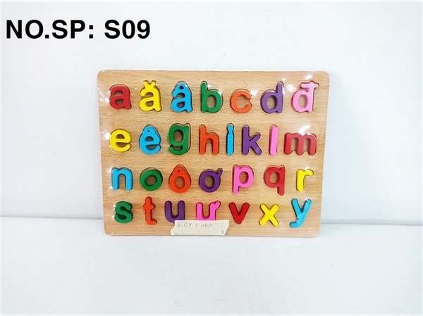 S09 BẢNG GỖ CHỮ CÁI TIẾNG VIỆT IN THƯỜNG