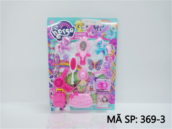369-3 VĨ TRANG ĐIỂM TÚI XÁCH, MÁY SẤY, GƯƠNG, MÁY CHỤP HÌNH, VALI, BƯỚM, 2C NGỰA PONY