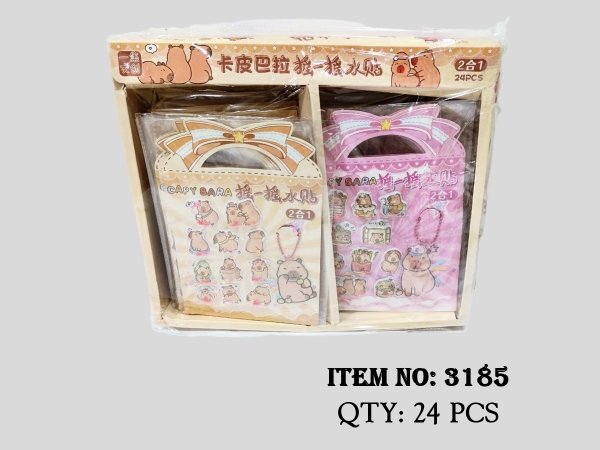 3185  HỘP 24 TÚI MIẾNG DÁN NỔI STICKER NƯỚC 2 IN 1 ĐỦ MẪU