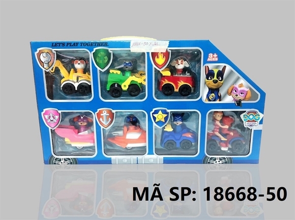 18668-50 HỘP CHÓ CỨU HỘ LÁI XE, TÀU 6C + XE MOTO + 2 NGƯỜI