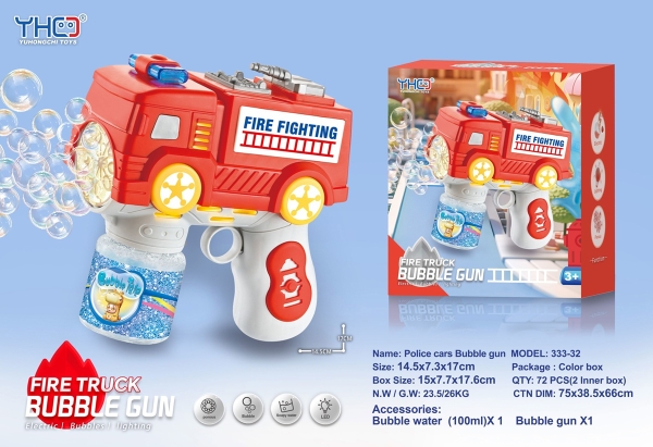 333-32  HỘP CÂY PHUN XÀ BÔNG XE CỨU HỎA PIN 1 BÌNH TRONG