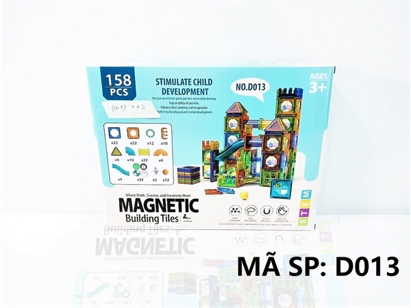 D013 HỘP XẾP HÌNH NAM CHÂM TRƯỢT BANH 158 MIẾNG Magnetic Building Titles J013