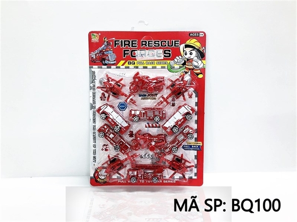 BQ100 VỈ XE CÔNG TRÌNH CỨU HỎA THANG, TRỰC THĂNG, MOTO, BUS TRỚN 12C BQ-100