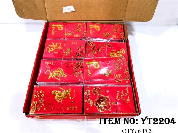 YT2204 XẤP 10C LÌ XÌ ĐỎ CÀNH MAI CHỮ VIỆT(PHÚC)