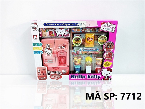 7712 HỘP NHÀ BẾP TỦ LẠNH KHÔNG PIN + BÁNH CRISPS+ MÌ LY+ SỮA+ COCA HELLO KITTY