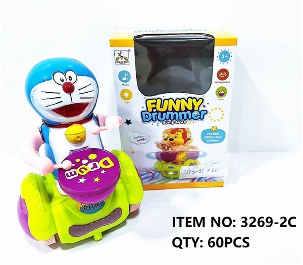 3269-2C HỘP DOREMON THĂNG BẰNG ĐÁNH TRỐNG PIN NHẠC ĐÈN XOAY 360 ĐỘ 3269-