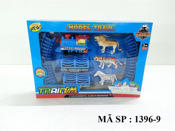 1396-9 HỘP ĐƯỜNG RAY XE LỬA PIN + 4C THÚ (SƯ TỬ, CỌP, NGỰA VẰN)