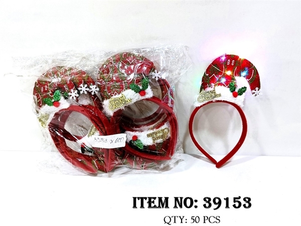 39153F  TÚI 2C CÀI TÓC NOEL NÓN ĐÈN CHỮ MARRY CHRISTMAS - 2 CÁI