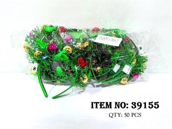 39155F  TÚI 2C CÀI TÓC NOEL ĐÈN TRÁI CHÂU KIM TUYẾN - 2 CÁI