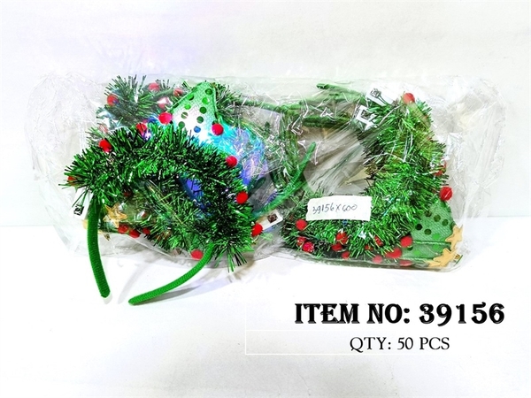 39156F  TÚI 2C CÀI TÓC NOEL ĐÈN CÂY THÔNG NGÔI SAO KIM TUYẾN