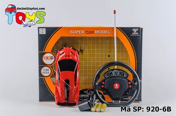 920-6B HỘP XE HƠI LAMBORGHINI ĐIỀU KHIỂN CÓ SẠC, VÔ LĂNG TRÒN (ĐỎ) TL 1:24