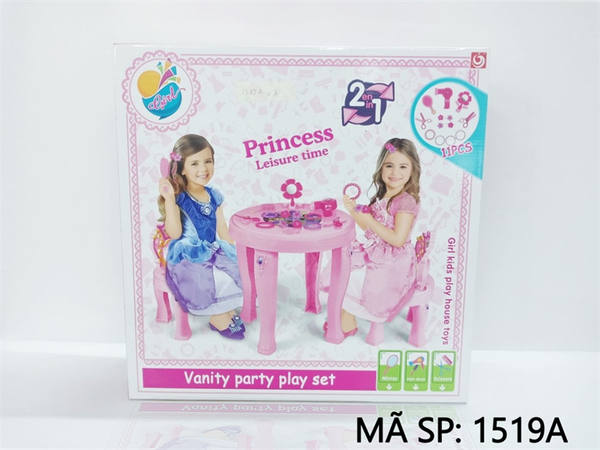 1519A HỘP BÀN TRANG ĐIỂM, BÀN ĂN TRÒN 2 IN 1 + 2C GHẾ VƯƠNG MIỆN