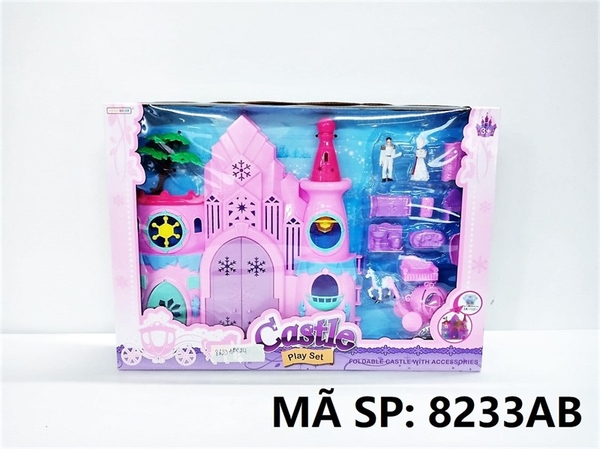 8233AB HỘP NỘI THẤT LÂU ĐÀI + XE NGỰA, GHẾ, GIƯỜNG + 2 NGƯỜI 8233A, 8233B