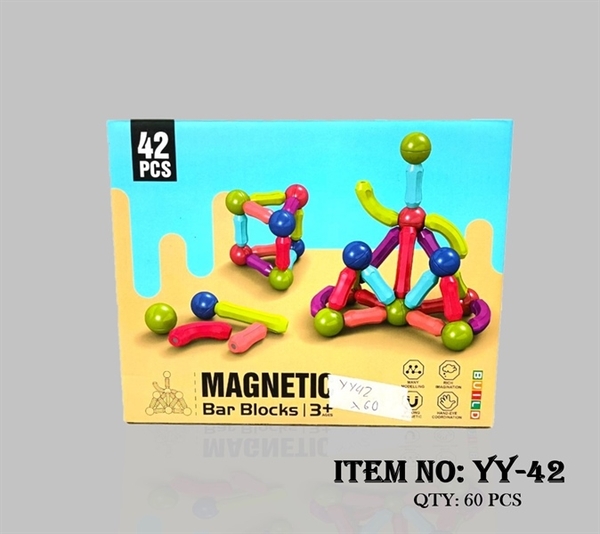 YY-42  HỘP XẾP HÌNH NAM CHÂM 42 MIẾNG   Magnetic Bar Blocks