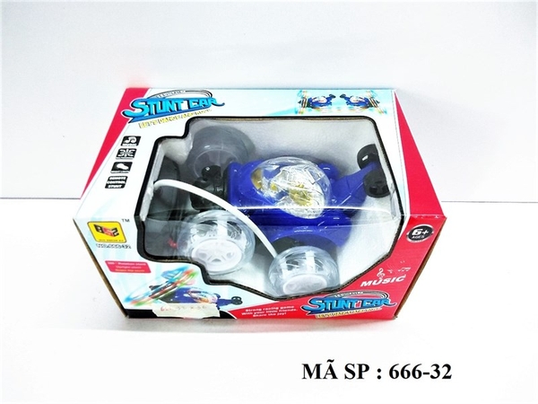 666-32 HỘP XE ĐK 7 Đ.TÁC LỘN NHẠC BÁNH ĐÈN (Stunt Car let's Dance And Roll)