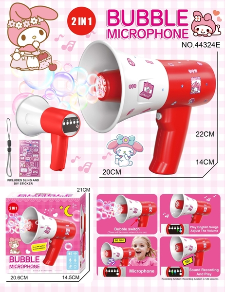 44324E  HỘP CÂY BẮN XÀ BÔNG PIN LOA SANRIO (HỒNG)