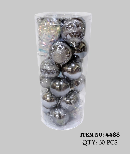 4488  HỘP QUẢ CHÂU BẠC TRANG TRÍ CÂY THÔNG NOEL