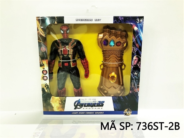 736ST-2B HỘP SN 1T NHỆN ĐEN PIN NÚT + GĂNG TAY THANOS