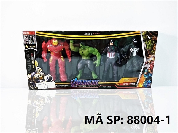 88004-1 HỘP SN 4T AVENGER ĐÈN (NGƯỜI SẮT, NGƯỜI XANH, NHỆN, CAPTIAN) Avengers