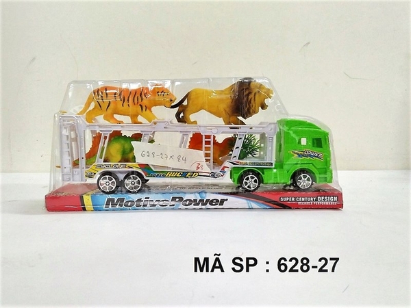 628-27 HỘP KIẾNG XE TRỚN 2 TẦNG CHỞ 5C THÚ (1C CỌP, 1C SƯ TỬ, 3C KHỦNG LONG)