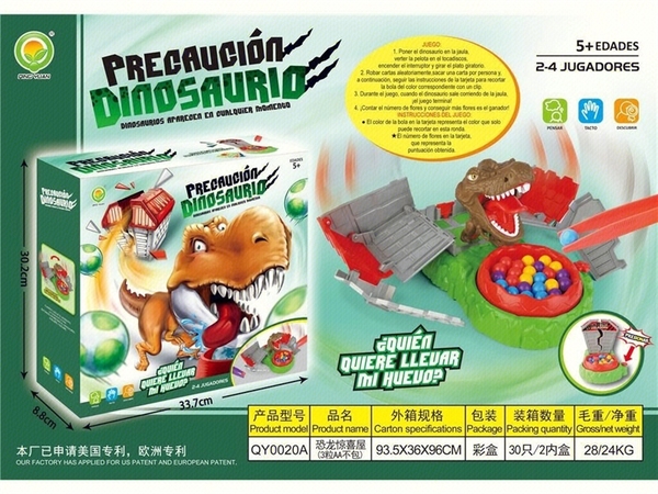 QY0020A HỘP TRÒ CHƠI KHỦNG LONG CANH TRỨNG PIN