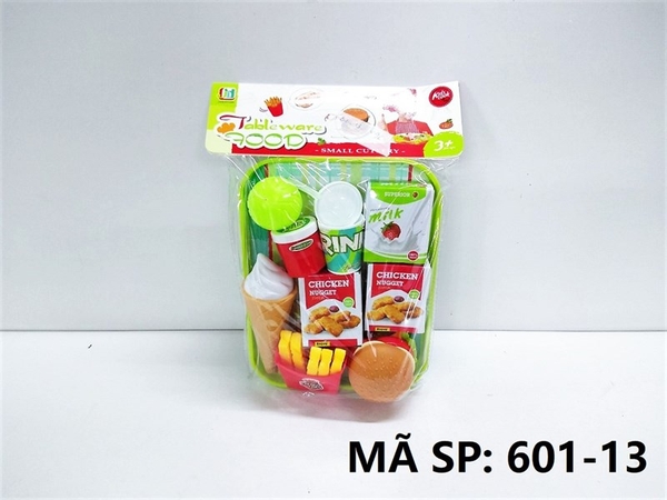 601-13 TÚI BẾP KHÂY BÁNH HAMBUGER + KEM + 2H GÀ + SỮA + 2 LY (Table ware Food) (PVC)