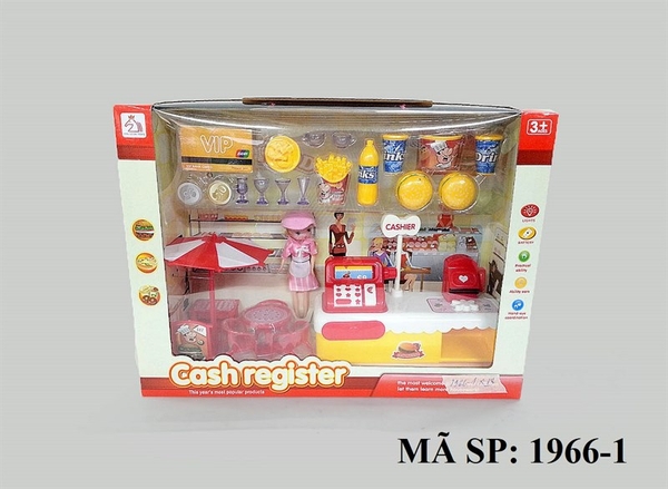 1966-1 HỘP BẾP QUẦY BÁNH MÌ HUMBURGER PIN+ DÙ+ 3 GHẾ+ BÀN + 1C BABY+ THẺ VIP