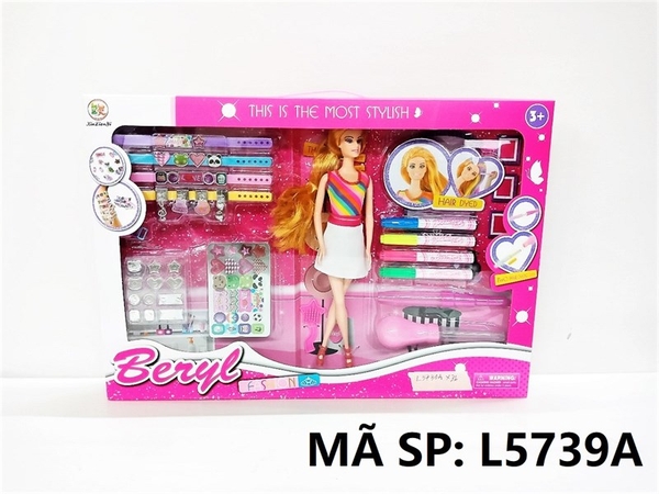 L5739A HỘP BABY 1C + 4C BÚT MÀU NHUỘM TÓC + 4C VÒNG TAY Beryl L5739-A