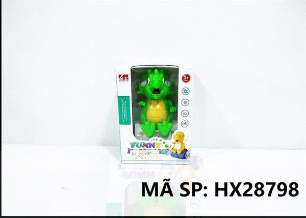 HX28798 HỘP KHỦNG LONG TÊ GIÁC THĂNG BẰNG PIN NHẠC CHÂU XOAY ĐÈN Funny Dancing Animals