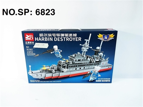 6823 HỘP LOGO RÁP TÀU CHIẾN 413 MIẾNG HARBIN DESTROYER