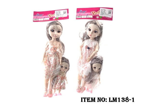 LM138-1 TÚI BABY 2C KHỚP, MẮT THỦY TINH (1C LỚN, 1C NHÍ)