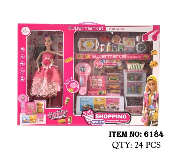 6184 HỘP BABY 1C KHỚP, MẮT THỦY TINH + MÁY TÍNH TIỀN SIÊU THỊ, TỦ LẠNH, RỔ SIÊU THỊ, THỨC ĂN NHANH