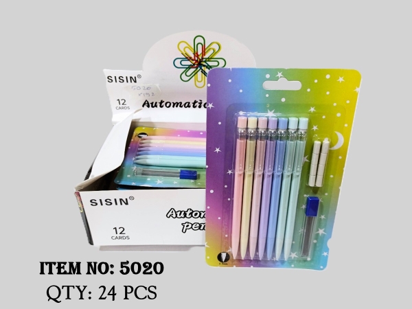 5020F  VỈ 7C BÚT VIẾT CHÌ BẤM  + GÔM + NGÒI