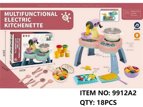 9912A2 HỘP BÀN BẾP PIN + MÁY LÀM MÌ + 5 HŨ ĐẤT SÉT 9912A