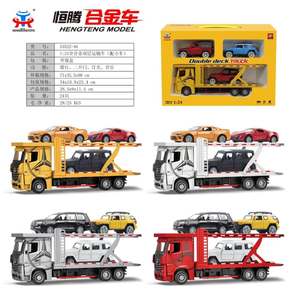 53522-46  HỘP XE MÔ HÌNH SẮT TRỚN 4C ĐỦ MẪU PIN NÚT (CONTAINER, XE HƠI)