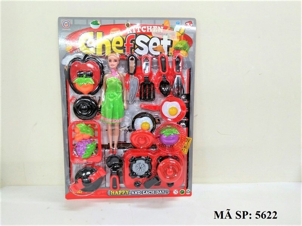5622 VĨ BẾP GAS ĐÔI + 3 CHẢO + 2 NỒI + 2 TRỨNG ỐP LA+ NHO + CÀ CHUA + DAO + 1C BABY (CHEFSET)
