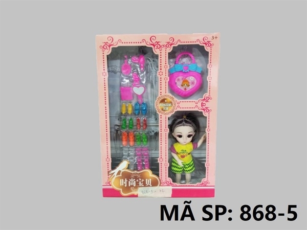 868-5 HỘP BABY 1C KHỚP, MẮT THỦY TINH + TÚI XÁCH + 8 ĐÔI GIÀY