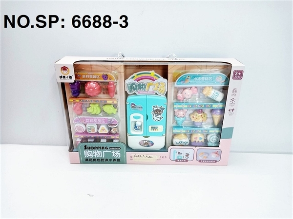 6688-3 HỘP BẾP TỦ LẠNH + KỆ KEM, NƯỚC ÉP, BÁNH, CHUỐI, CÀ TÍM Shopping