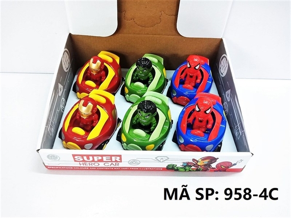958-4C HỘP XE HƠI TRỚN 6C CHỞ SN (NHỆN, HULK, IRON MAN) NHÚN LÊN XUỐNG