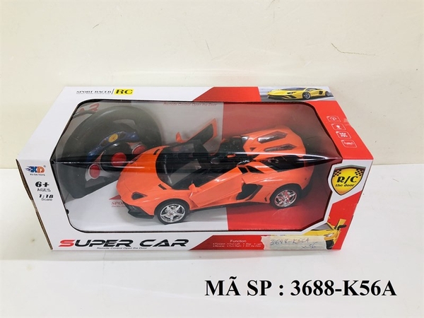3688-K56A HỘP XE HƠI LAMBORGHINI SẮT, MUI TRẦN, MỞ CỬA, MỞ CỐP SAU ĐIỀU KHIỂN 7 ĐỘNG TÁC, CÓ SẠC, TL 1:18